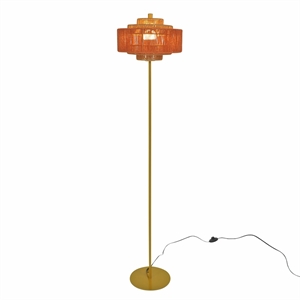 Pinkly Layered Bohemian Rope Metal Floor Lamp with Gold Finish