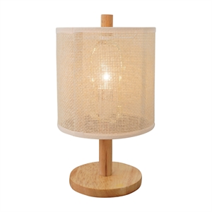 opa woven table lamp with natural wood accent