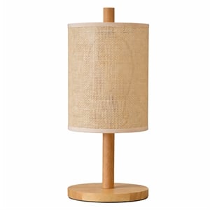 Madeline Natural Wood Table Lamp with Woven Fabric Shade