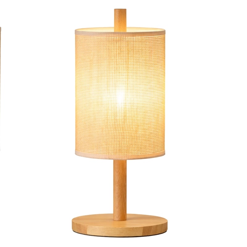 Madeline Natural Wood Table Lamp with Woven Fabric Shade