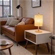 Madeline Natural Wood Table Lamp with Woven Fabric Shade