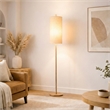 Skyler Natural Wood Floor Lamp with Cylindrical Woven Shade