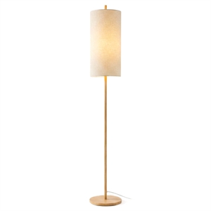 Skyler Natural Wood Floor Lamp with Cylindrical Woven Shade