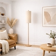 Skyler Natural Wood Floor Lamp with Cylindrical Woven Shade