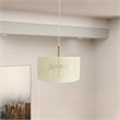 Alfie Natural Woven Drum Pendant Light with Wood Accents