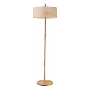 Bloom Natural Wood Floor Lamp with Linen Drum Shade