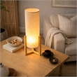 Sonya Minimalist Cylindrical Table Lamp with Natural Wood Frame
