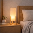 Sonya Minimalist Cylindrical Table Lamp with Natural Wood Frame