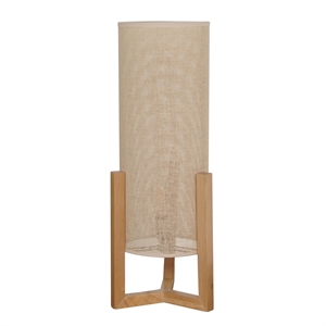 sonya minimalist cylindrical table lamp with natural wood frame