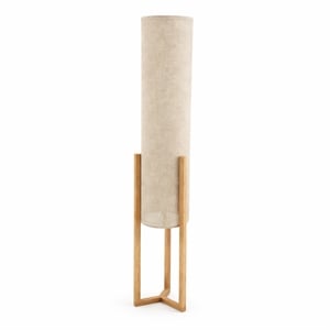 Veux Wood Natural Floor Lamp with Cylindrical Shade