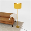 Karin Gold Metal Beaded Floor Lamp with Modern Drum Shade