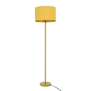 Karin Gold Metal Beaded Floor Lamp with Modern Drum Shade
