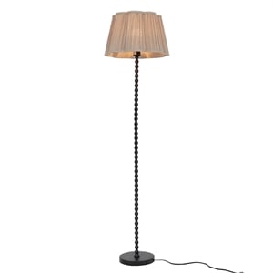 Oly Textured Black Metal Floor Lamp with Pleated Shade