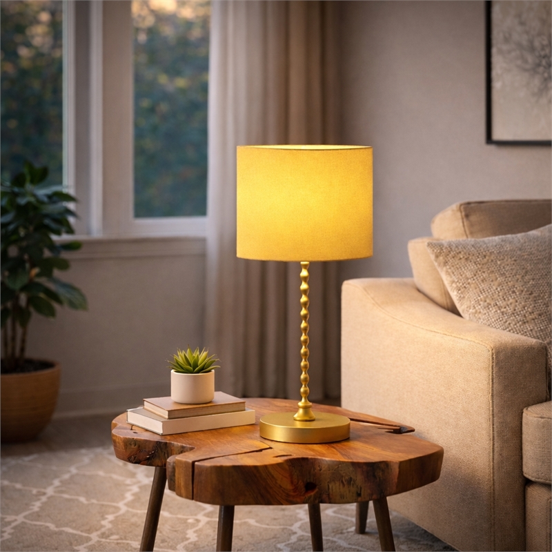 Sheila Modern Gold Painted Metal Table Lamp with Sculpted Base