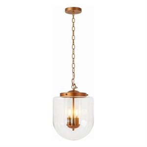Lydia Glass Pendant Light with Brushed Gold Metal Finish and Clear Shade