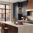 Lydia Glass Pendant Light with Brushed Gold Metal Finish and Clear Shade
