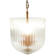 Erin Ribbed Glass Pendant Light with Adjustable Brass Chain