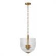 Erin Ribbed Glass Pendant Light with Adjustable Brass Chain