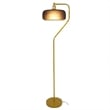 Sara Gold Metal Arc Floor Lamp with Black Drum Shade