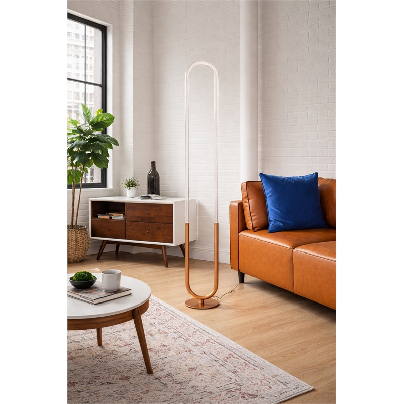 Laurel Modern Bronze Metal U-Loop LED Floor Light