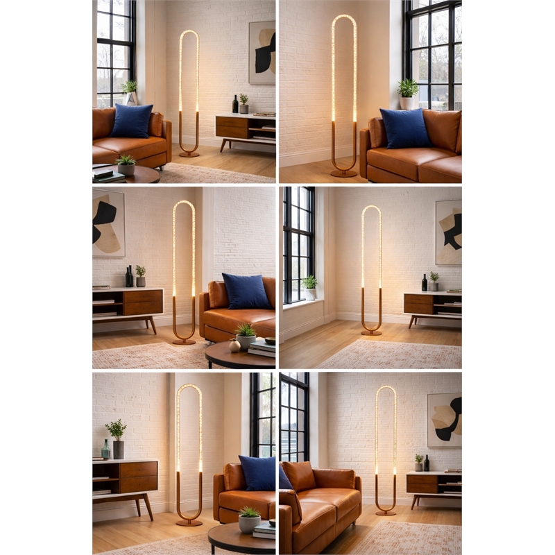 Laurel Modern Bronze Metal U-Loop LED Floor Light