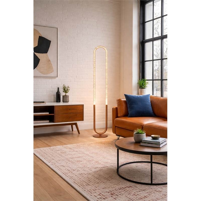 Laurel Modern Bronze Metal U-Loop LED Floor Light