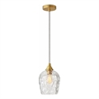 Rosen Vintage Diamond-Cut Glass Gold Metal Pendant Light