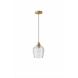 Rosen Vintage Diamond-Cut Glass Gold Metal Pendant Light