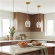 Rosen Vintage Diamond-Cut Glass Gold Metal Pendant Light