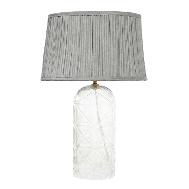 Dreamest Modern Elegant Glass Table Lamp with Textured Gray Shade