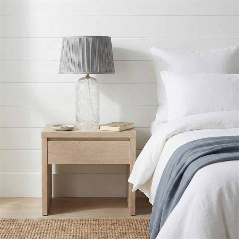 Dreamest Modern Elegant Glass Table Lamp with Textured Gray Shade