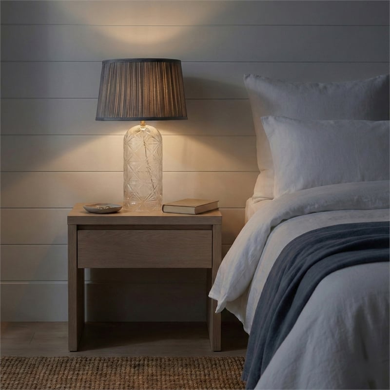 Dreamest Modern Elegant Glass Table Lamp with Textured Gray Shade