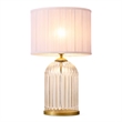 Rebecca Modern Ribbed Glass&Gold Metal Table Lamp with Pleated Shade