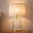 Rebecca Modern Ribbed Glass&Gold Metal Table Lamp with Pleated Shade