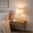 Rebecca Modern Ribbed Glass&Gold Metal Table Lamp with Pleated Shade