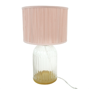 rebecca modern ribbed glass&gold metal table lamp with pleated shade