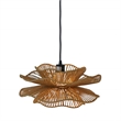 Westan Natural Woven Rattan Layered Black Metal Pendant Light