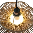 Westan Natural Woven Rattan Layered Black Metal Pendant Light