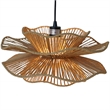 Westan Natural Woven Rattan Layered Black Metal Pendant Light