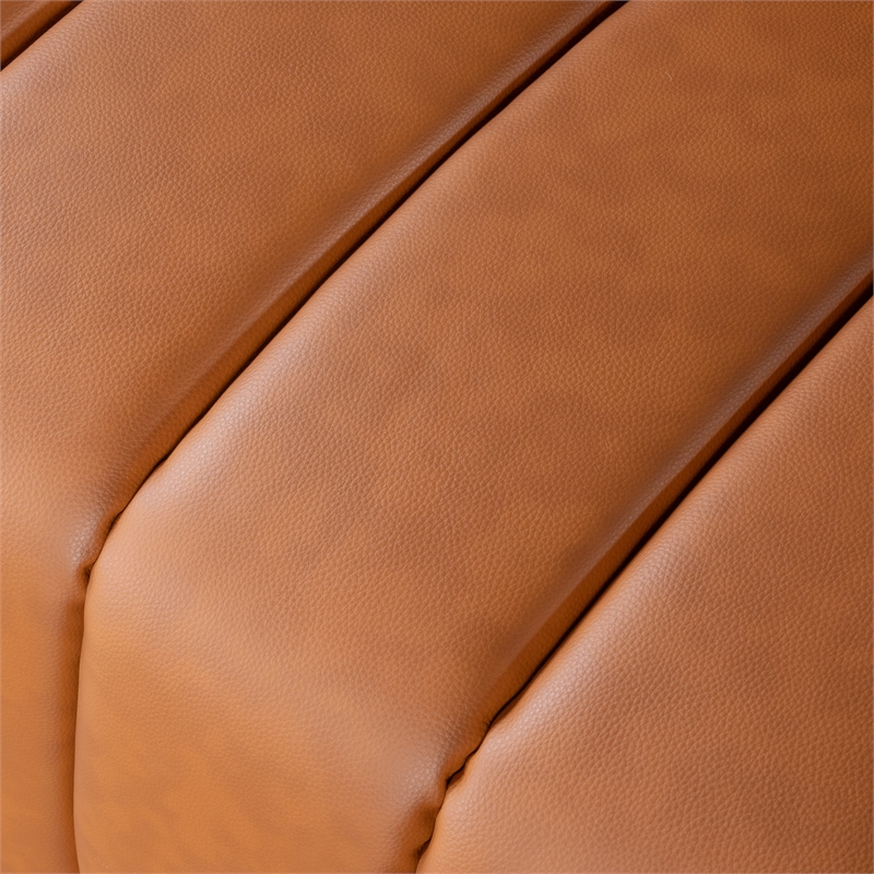 Royce Mid-Century Modern Genuine Leather Sofa in Cognac Tan