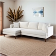 Edenton Mid-Century Modern Velvet Left Facing Sectional Sofa in Cream