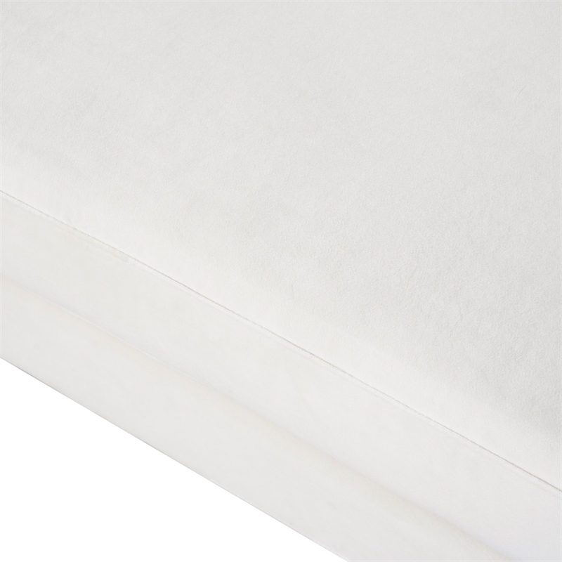 Edenton Mid-Century Modern Velvet Left Facing Sectional Sofa in Cream