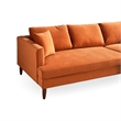 Edenton Mid-Century Modern Velvet Right Facing Sectional Sofa in Burnt Orange