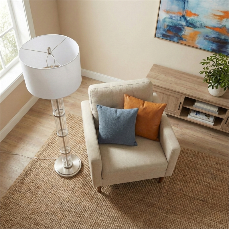 Kintion Modern Contemporary Clear Glass and Nickel Floor Lamp