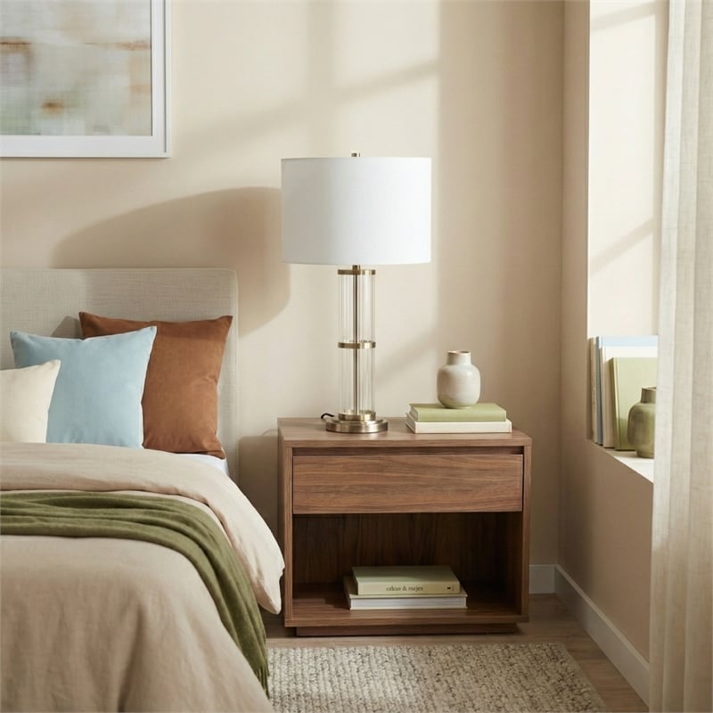 Bled Modern Elegant Glass and Nickel Accent Table Lamp