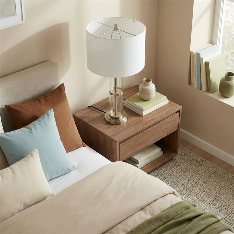 Bled Modern Elegant Glass and Nickel Accent Table Lamp