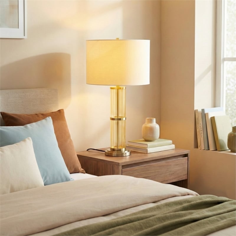 Bled Modern Elegant Glass and Nickel Accent Table Lamp