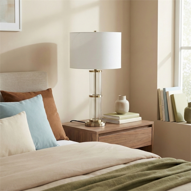 Bled Modern Elegant Glass and Nickel Accent Table Lamp