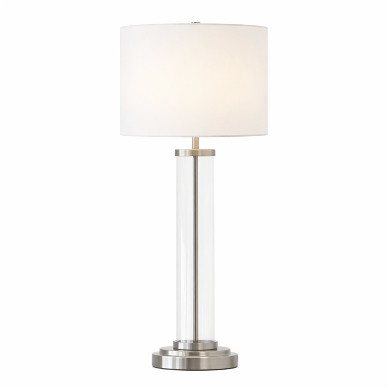 Tilbe Modern Lightning Glass and Nickel Accent Table Lamp
