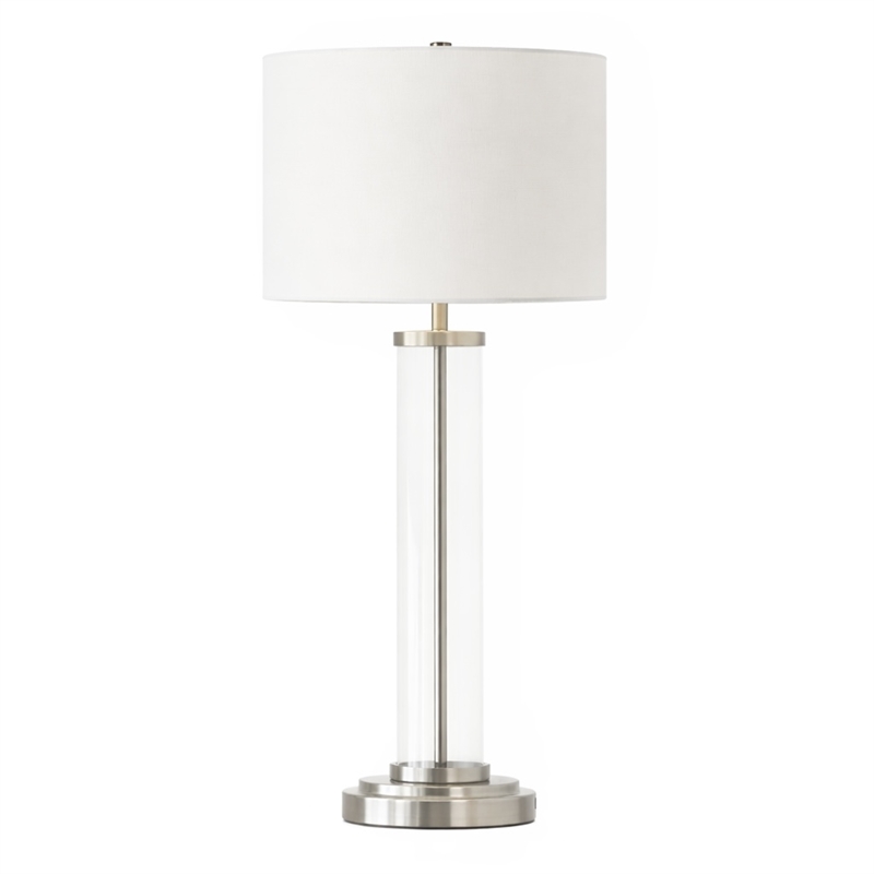 Tilbe Modern Lightning Glass and Nickel Accent Table Lamp